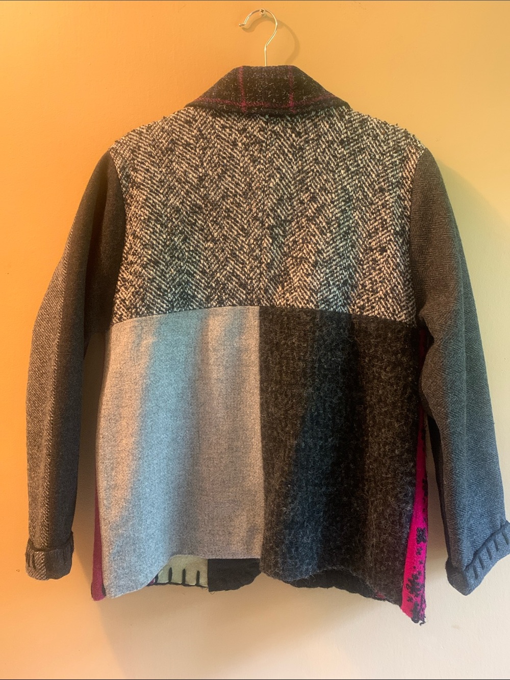 Baabaazuzu Wool Fuzzy Patchwork Jacket Size Medium - Picture 6 of 12